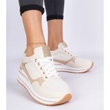 Gemre Beige sneakers decorated with glitter and a metal insert Olaria | shoptok.hr