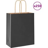 vidaXL Papirnate vrećice 250 kom s ručkama crne 18x8x22 cm Cijene