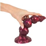 Beasty Cocks realistični fantazijski dildo Werewolf Willie s priseskom (kovinsko bordo, 21 cm) | Shoptok.si