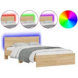  Okvir za krevet s uzglavljem i LED boja hrasta sonome 120x190cm | Eponuda.ba
