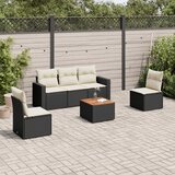 Maison Chic Seti vrtnega pohištva - Vrtna garnitura - Vrtni pohištvo set 6-delna z blazinami črna poli ratan, (21808316) | Shoptok.si