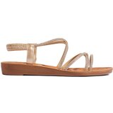 Shelvt Slip-on gold sandals with cubic zirconia | shoptok.hr