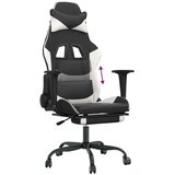  Gaming stol z oporo za noge črno in belo umetno usnje, (21152291) | Shoptok.si