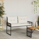  Vanjska klupa s jastukom Crna i krem-bijela 118 x 55 x 82 cm | shoptok.hr