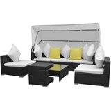 Poli 7-dijelni vrtni lounge set s baldahinom poli ratan crni | shoptok.hr
