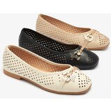 Resti Black women's openwork ballerinas with gold ornament Serilla- Footwear | Shoptok.si