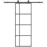  Klizna vrata s priborom crna 76 x 205 cm od ESG stakla | shoptok.hr
