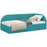 vidaXL Kutni okvir kreveta s uzglavljem Tirkizna 100 x 200 cm Baršun | shoptok.hr