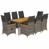  9-dijelni vrtni blagovaonski set sivi od poliratana Siva 190 x 90 x 75 cm | shoptok.hr