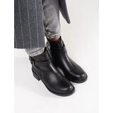 Shelvt Black low-heeled ankle boots decorated with stripes | shoptok.hr
