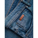 Ombre Men's short denim shorts with rubbing and rolled up leg - blue | Shoptok.si