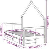  Okvir za dječji krevet s ladicama 80x160 cm od masivne borovine | shoptok.hr
