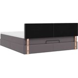 vidaXL Otomanski posteljni okvir z vzmetnico siv 180x200 cm um. usnje | Shoptok.si