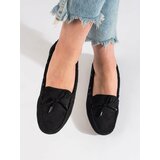 Shelvt Comfortable suede loafers for women black cene
