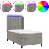vidaXL Box spring postelja z vzmetnico LED svetlo siva 100x200cm žamet, (20724595) Cene