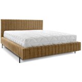 ELTAP Oker rumena oblazinjena zakonska postelja s prostorom za shranjevanje z letvenim dnom 160x200 cm Plissa – | Shoptok.si