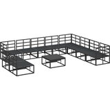  Sjedeća garnitura za vrt s jastukom 11 pcs Crna Aluminij | shoptok.hr