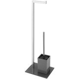 Feridras DRŽAČ TOLETNOG PAPIRA I WC ČETKE 70,5 cm, KROMIRANI ČELIK /PVC/KALJANO STAKLO, SIVI | shoptok.hr