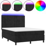 vidaXL Krevet box spring s madracem LED crni 140x190 cm baršun | shoptok.hr