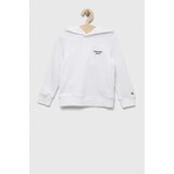 Calvin Klein Jeans Otroški pulover bela barva, s kapuco | Shoptok.si