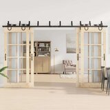  Komplet opreme za drsna vrata 366 cm jeklo črne barve, (22046734) | Shoptok.si
