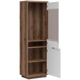 XXXL VITRINA, barve hrasta, bela, visoki sijaj | Shoptok.si