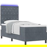 vidaXL Box Spring postelja z vzmetnico in LED temno siva 80x200 cm žamet | Shoptok.si