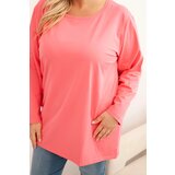 Kesi Women's Plus Size cotton blouse with a round neckline pink | Shoptok.si