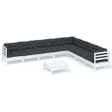 Vrtna sedežna garnitura 9-delna z blazinami bela borovina, (20975007) | Shoptok.si