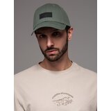 Ombre Men's baseball cap with visor and rectangular patch - khaki Cene
