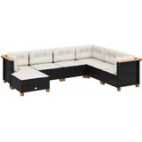  7-dijelni set vrtnih sofa od poliratana s jastucima crni Crna 63.5 x 56 x 32 cm | Shoptok.si