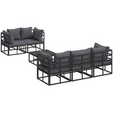  Sjedeća garnitura za vrt s jastukom 6 pcs Crna Čelik | shoptok.hr