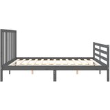  Okvir za krevet s uzglavljem sivi 200 x 200 cm od masivnog drva | shoptok.hr