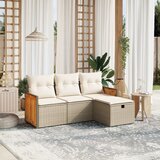 Maison Chic Seti vrtnega pohištva - Vrtna garnitura - Vrtni pohištvo set 4-delna z blazinami bež poli ratan, (21820064) | Shoptok.si