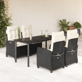 vidaXL 5-dijelni vrtni blagovaonski set s jastucima od poliratana crni | shoptok.hr