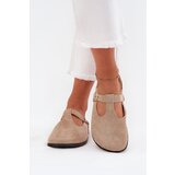 Boto Women's Slides With Gold Buckle Beige Lirina | shoptok.hr