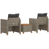  3-dijelni bistro set s jastucima poliratan i drvo bagrema sivi | Eponuda.com