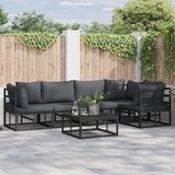 vidaXL Vrtna sedežna garnitura 5 pcs Črna 283 x 143 x 71 cm Aluminij | Shoptok.si