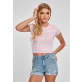 Urban Classics Women's Stripe Cropped T-Shirt Girls' Pink/Ocean Blue | ePonuda.com