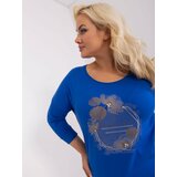 Fashion Hunters Cobalt blue blouse of larger size Cene