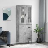 vidaXL Visoka komoda betonsko siva 69,5x34x180 cm inženirski les | Shoptok.si