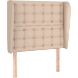 The Living Store Vzglavje z ušesi kapučino 93x23x118/128 cm umetno usnje - Vzglavje, (21502647) | Shoptok.si