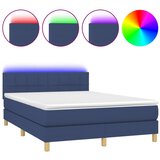 Maison Chic Box spring postelja - Vzmetna postelja z vzmetnico LED modra 140x190 cm blago SL15521, (21902582) | Shoptok.si