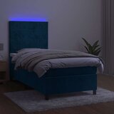  box spring s madracem LED tamnoplavi 80 x 200 cm baršun | shoptok.hr