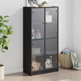 vidaXL Visoka omara z vrati črna 68x37x142 cm inženirski les Cene