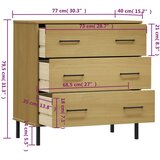  Komoda s 3 ladice smeđa 77 x 40 x 79,5 cm od masivnog drva OSLO | shoptok.hr