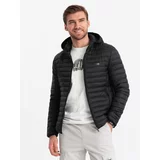 Ombre Men's satin finish bomber jacket with contrasting ribbed cuffs - dark blue
