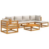 Maison Chic Seti vrtnega pohištva - Vrtna garnitura - Vrtni pohištvo set 7-delna svetlo sive blazine trden les, (21804102) | Shoptok.si