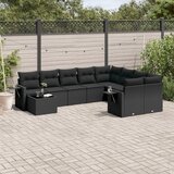 vidaXL 10-dijelni set vrtnih sofa s jastucima crni od poliratana | shoptok.hr