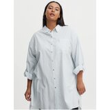 Fransa Blue and White Ladies Long Striped Shirt - Women Cene